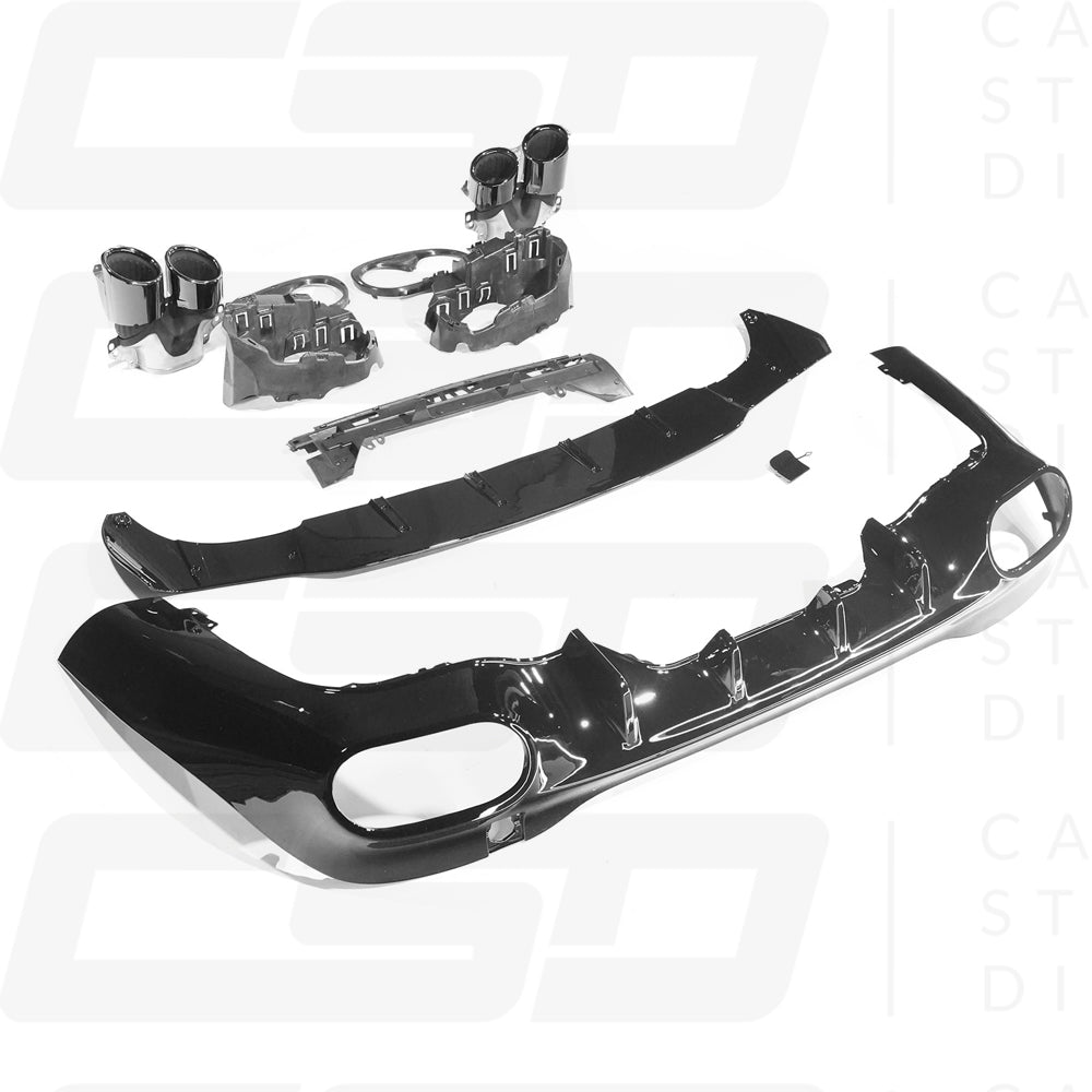 MERCEDES W118 CLA & CLA35 GLOSS BLACK QUAD TIP DIFFUSER & TIPS (2019+)