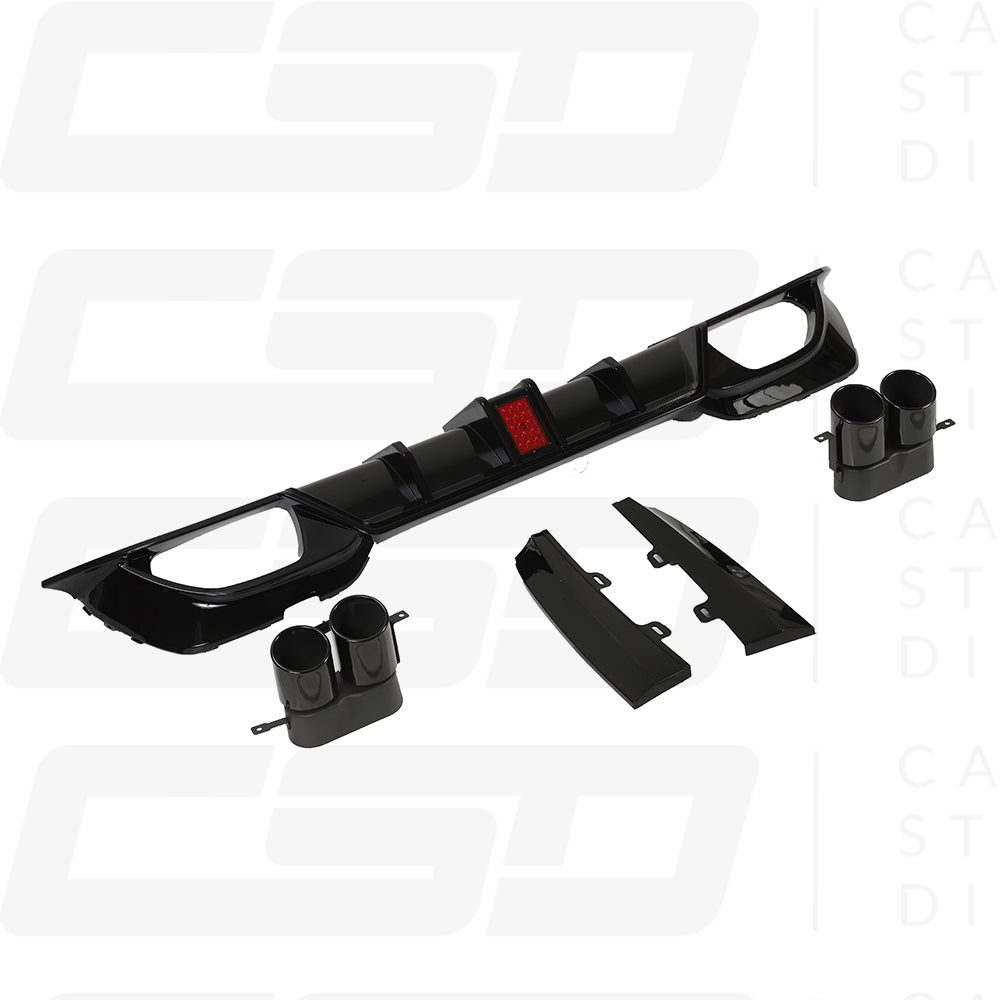 BMW G20 & G21 3 SERIES GLOSS LED BLACK DIFFUSER WITH TIPS (2019-2022)