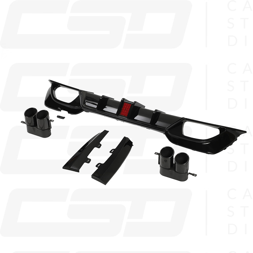 BMW G20 & G21 3 SERIES GLOSS LED BLACK DIFFUSER WITH TIPS (2019-2022)