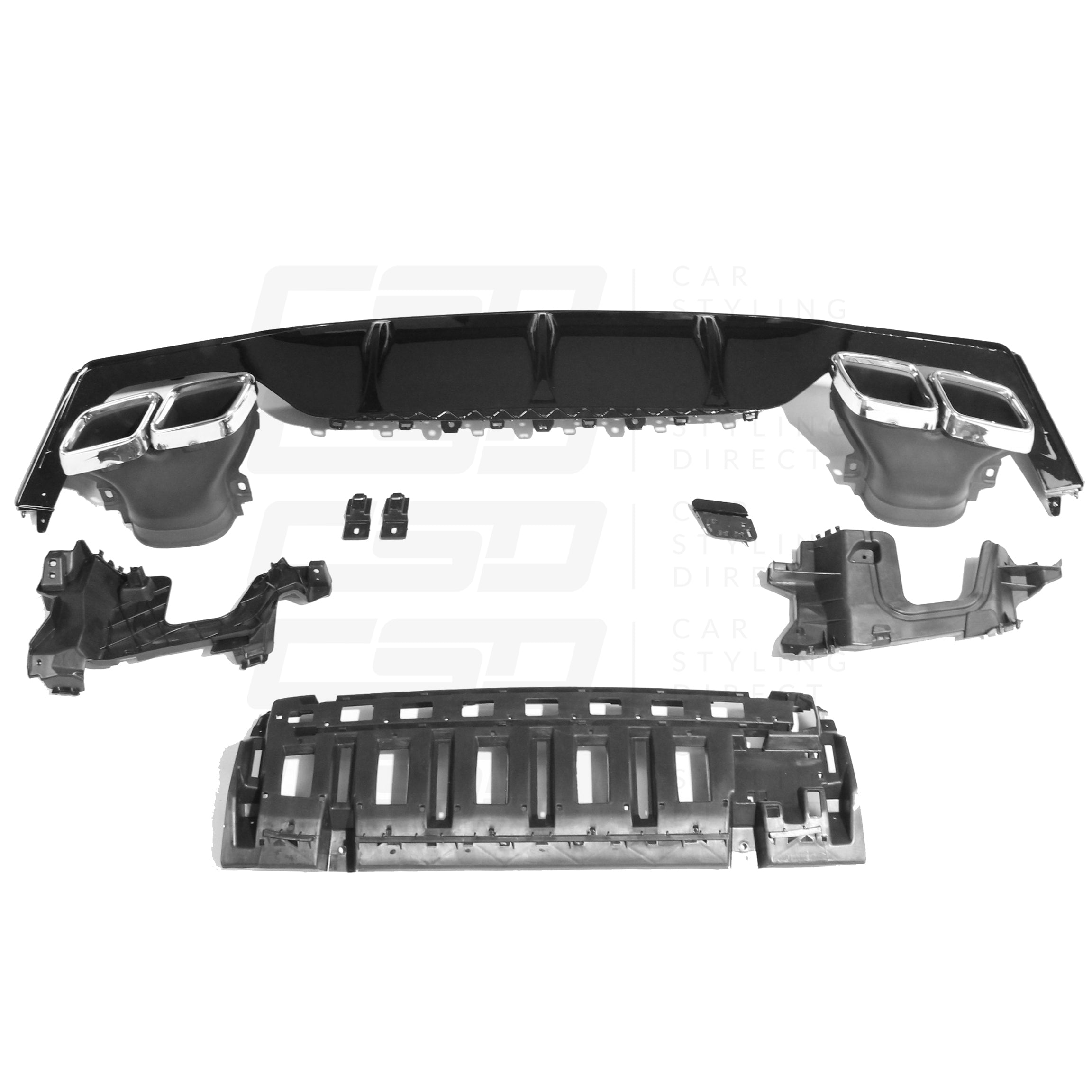 MERCEDES W213 E-CLASS GLOSS BLACK DIFFUSER & TIPS (2017-2020)