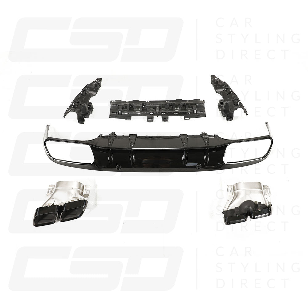 MERCEDES W205 C-CLASS COUPE GLOSS BLACK DIFFUSER & TIPS