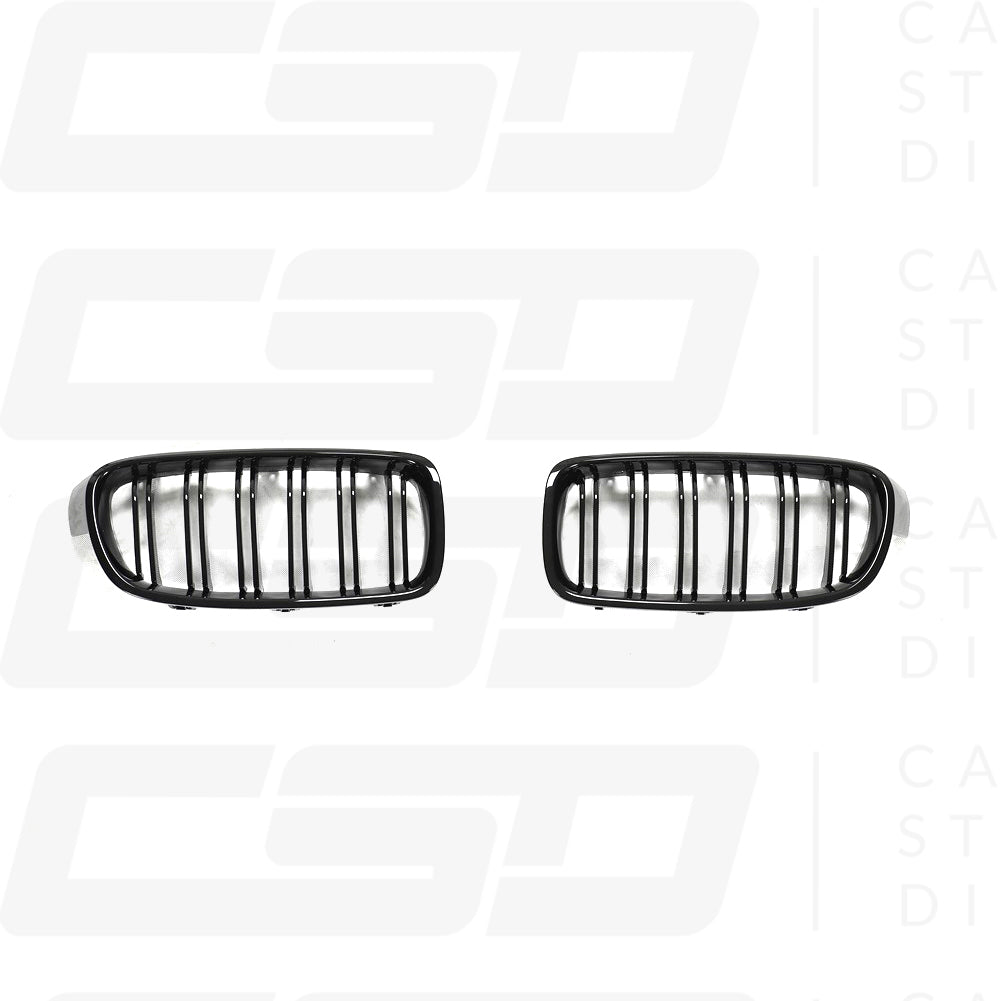 BMW F30 & F31 3 SERIES GLOSS BLACK DOUBLE SLAT GRILLES (2013-2019)