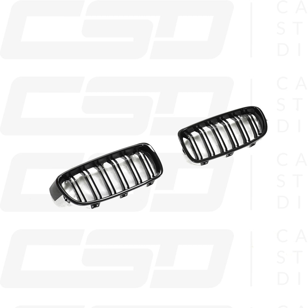 BMW F30 & F31 3 SERIES GLOSS BLACK DOUBLE SLAT GRILLES (2013-2019)