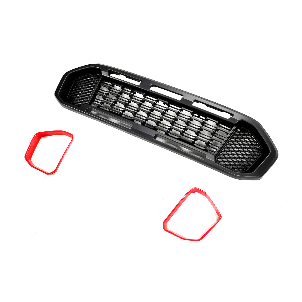 FORD RANGER T8 MATTE BLACK GRILLE STYLE (2019-2022) RED INSERTS