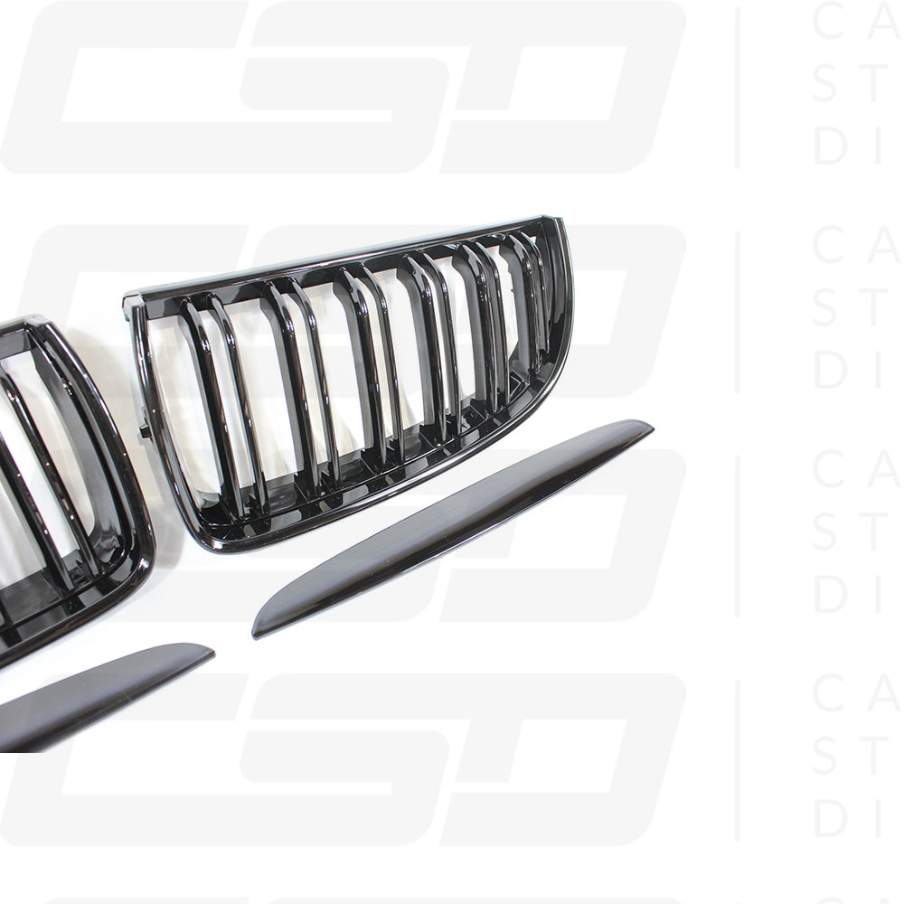 BMW E90 3 SERIES PRE-LCI DOUBLE SLAT BLACK GRILLES (2005-2008)