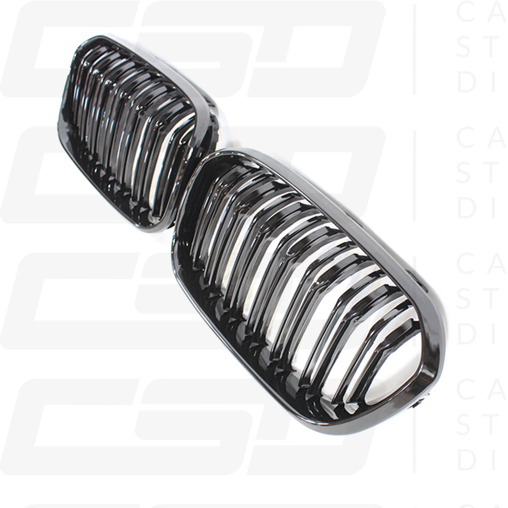 BMW F20 1 SERIES LCI DOUBLE SLAT GLOSS BLACK GRILLES (2015-2020)