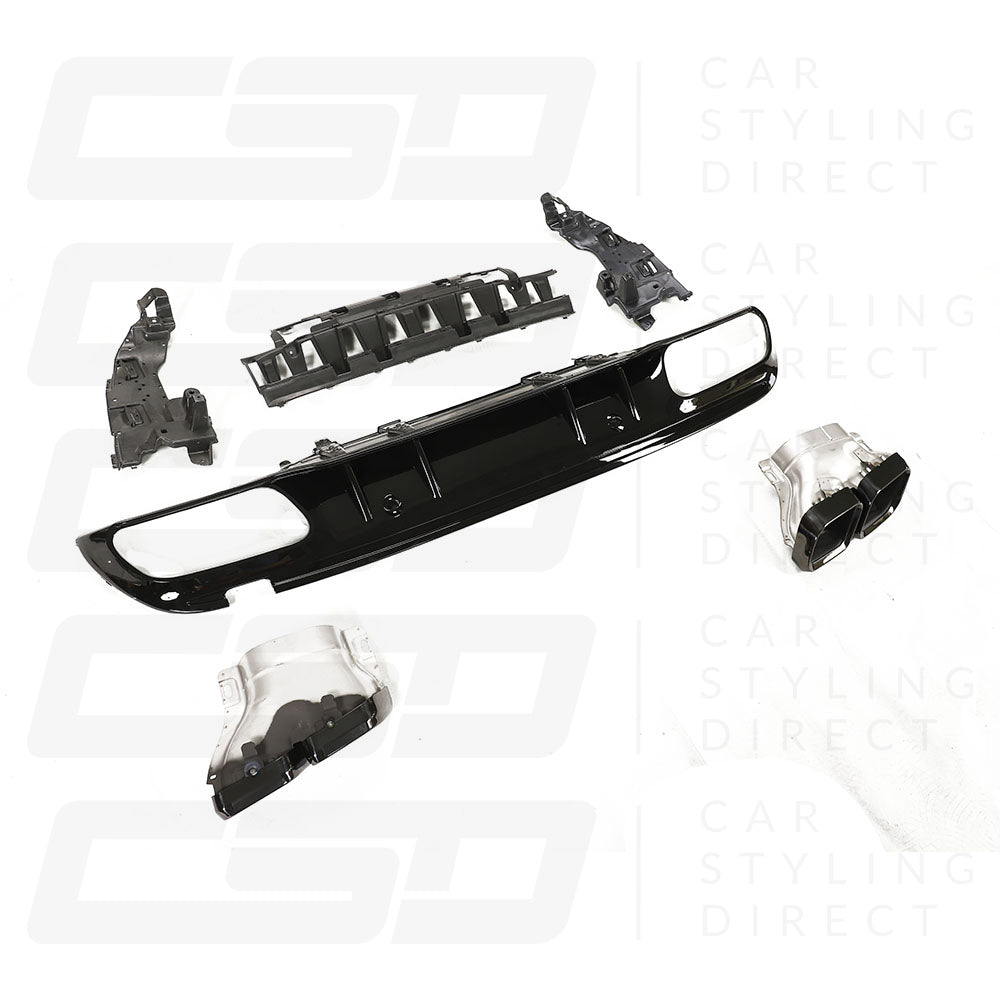 MERCEDES W205 C-CLASS SALOON/ESTATE GLOSS BLACK DIFFUSER & TIPS
