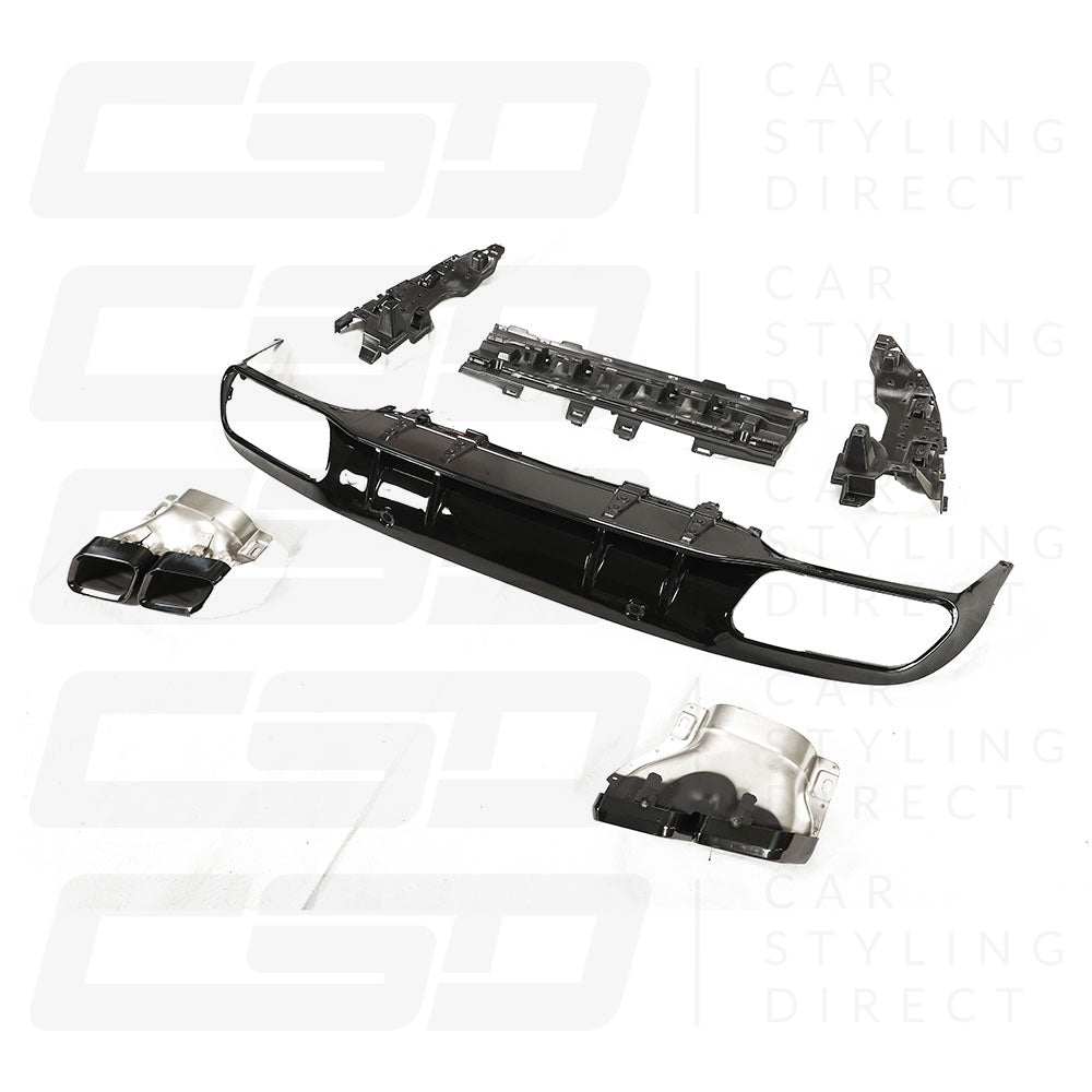 MERCEDES W205 C-CLASS COUPE GLOSS BLACK DIFFUSER & TIPS